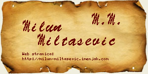 Milun Miltašević vizit kartica